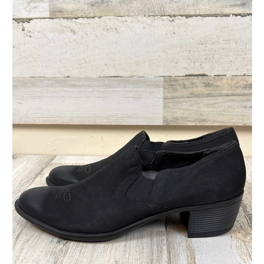 Munro Womens 9.5 SS Black Leather Suede Loafers Western Comfort Chic
